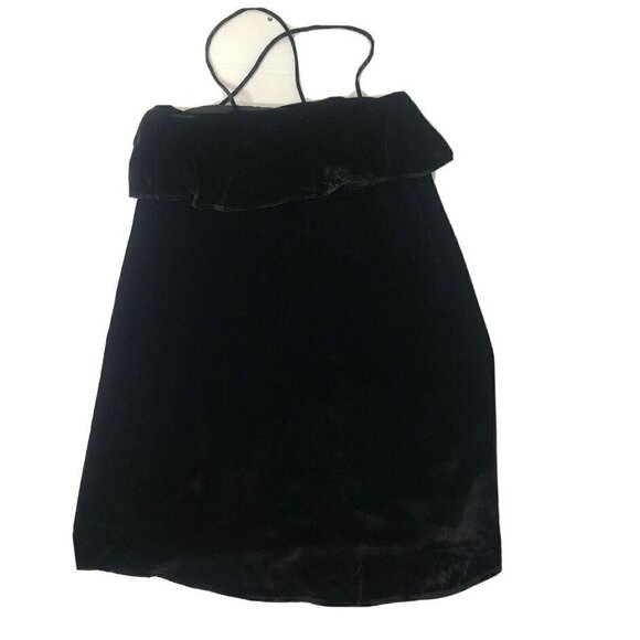 Madewell Women's Ruffle Velvet Mini Dress Size XS Black $145 - Picture 10 of 12